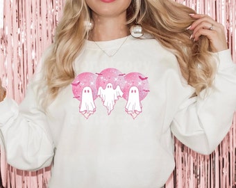 Disco Ghosts, Ladies Halloween Crewneck Sweater