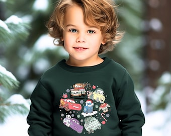 Christmas cars, Kids crewneck sweater