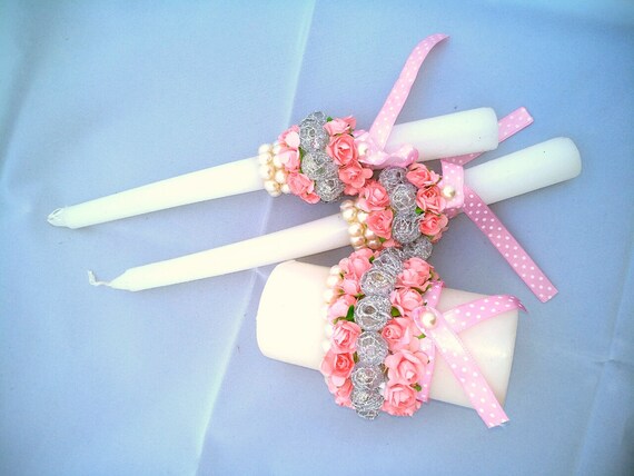 Wedding Candles Wedding Candle Unity Pink Silver Wedding Etsy