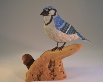 Livanbirds, Blue Jay, Rzeźbione ptaki, Wystrój domu, LivanBirds, realistyczne ptaki, ręcznie rzeźbione rzeźby