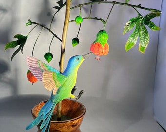 Ptaki,Kolibry,Ręcznie robione rzeźby,Oryginalna sztuka,Rzeźba,Drewniane rzeźby,Wystrój domu,Element centralny,