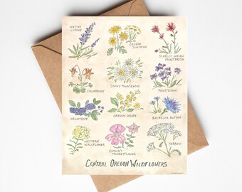 Central Oregon Flower Chart Greeting Cards (5PK)