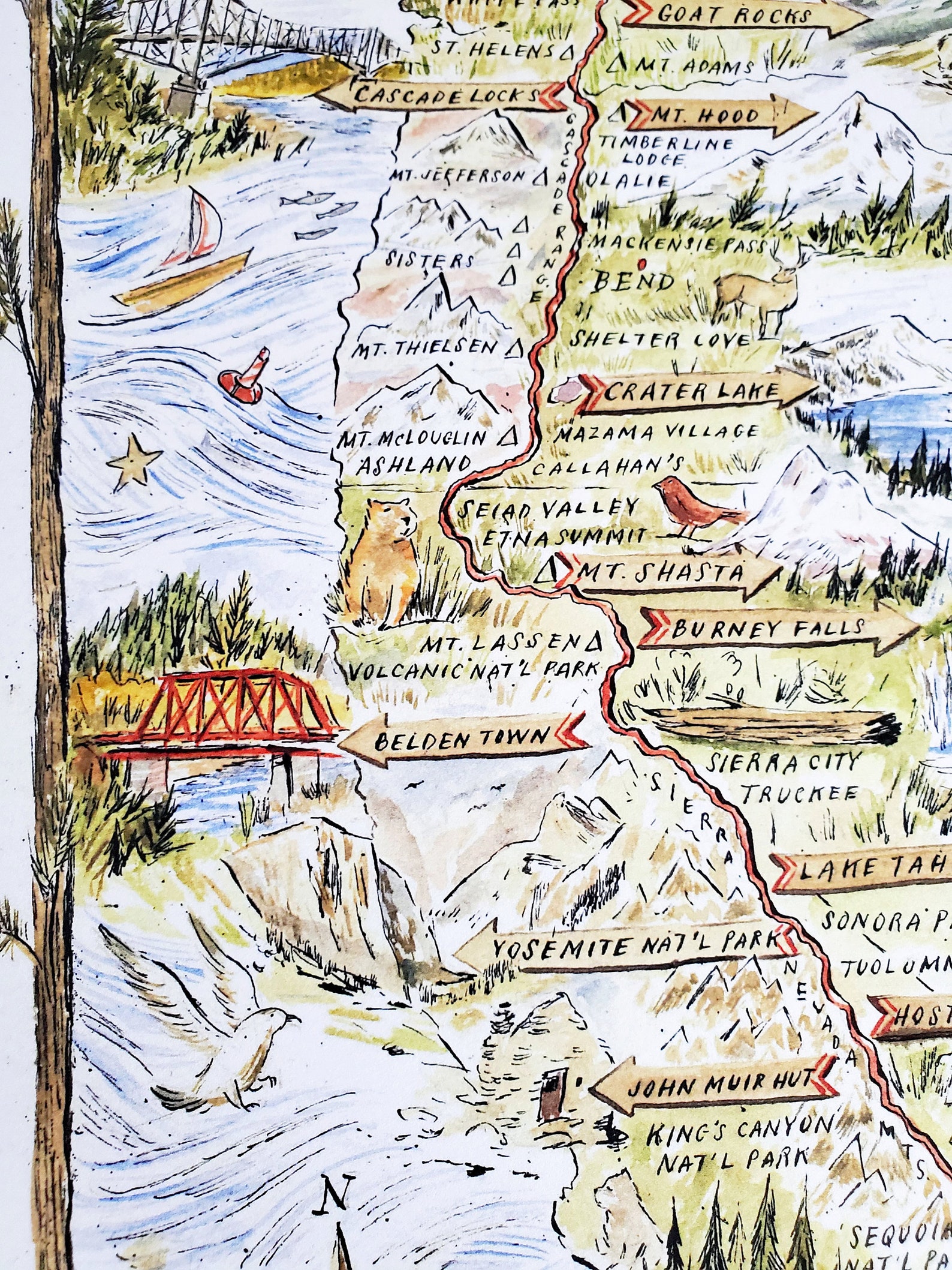 Trails of the Pacific Crest Map Print | Etsy