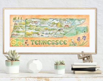 Tennessee State Map | Watercolor Art Print