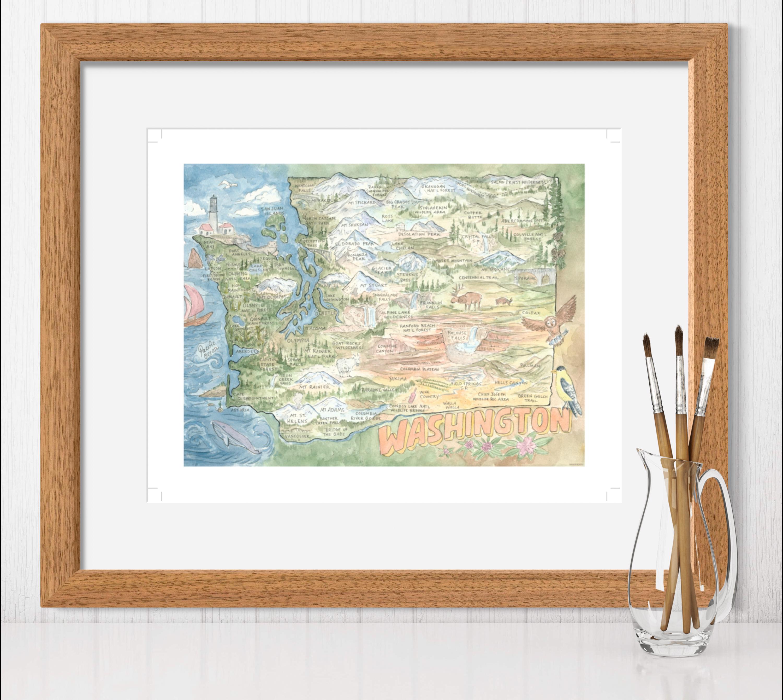 Washington State Map | Watercolor Art Print - Etsy