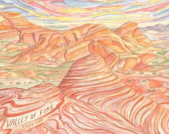 Valley of Fire State Park  Nevada | Watercolor Art