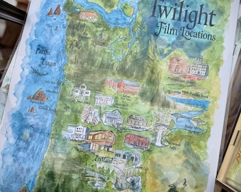 Twilight Film Locations Map | Watercolor Art