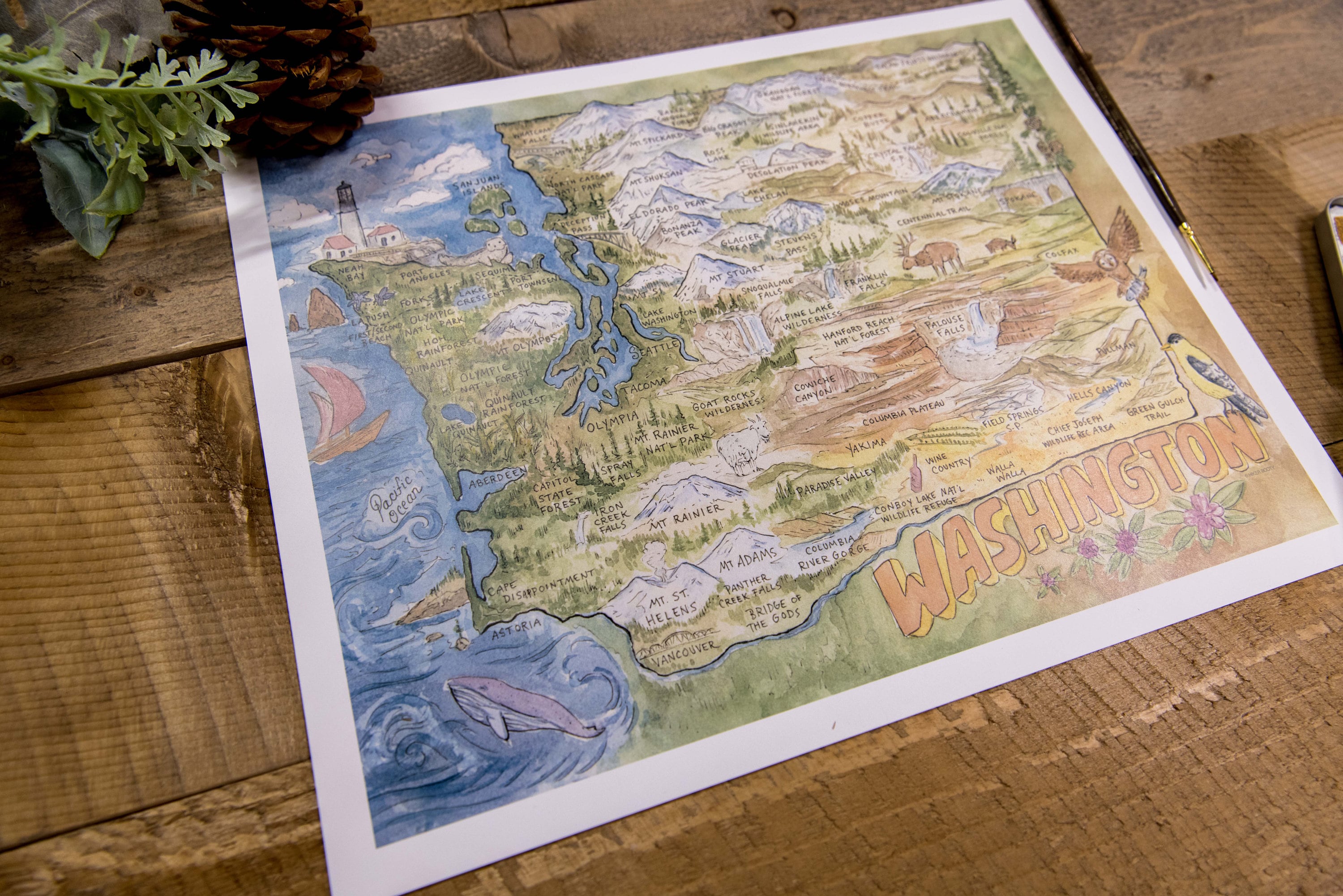 Washington State Map | Watercolor Art Print - Etsy