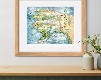 Alaska State Map Print | Watercolor Art