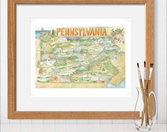 Pennsylvania Map Print | Watercolor Art