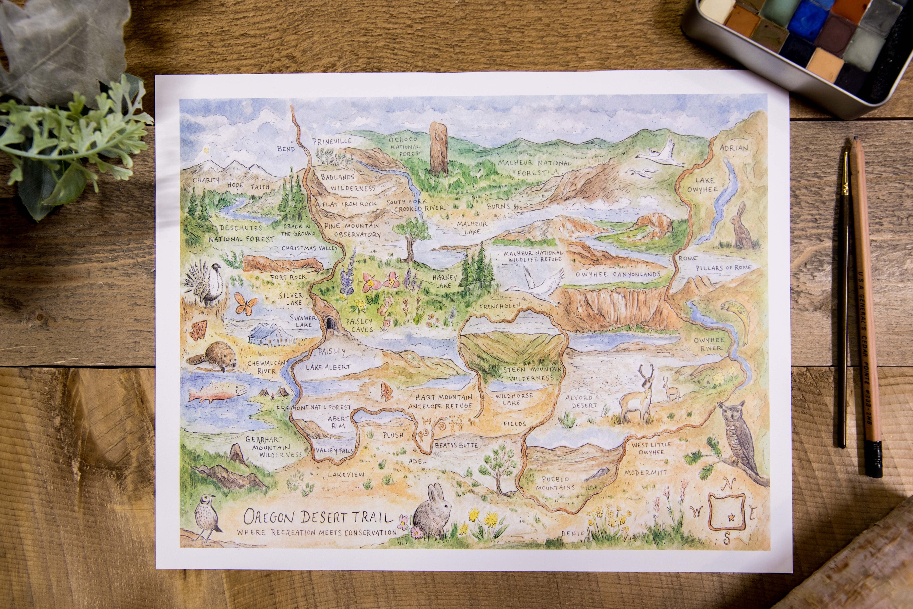 Oregon Desert Trail Map Oregon Desert Trail Map | Etsy Canada