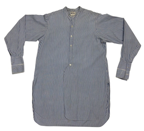 Original 1950s Blue and White Striped Collarless S