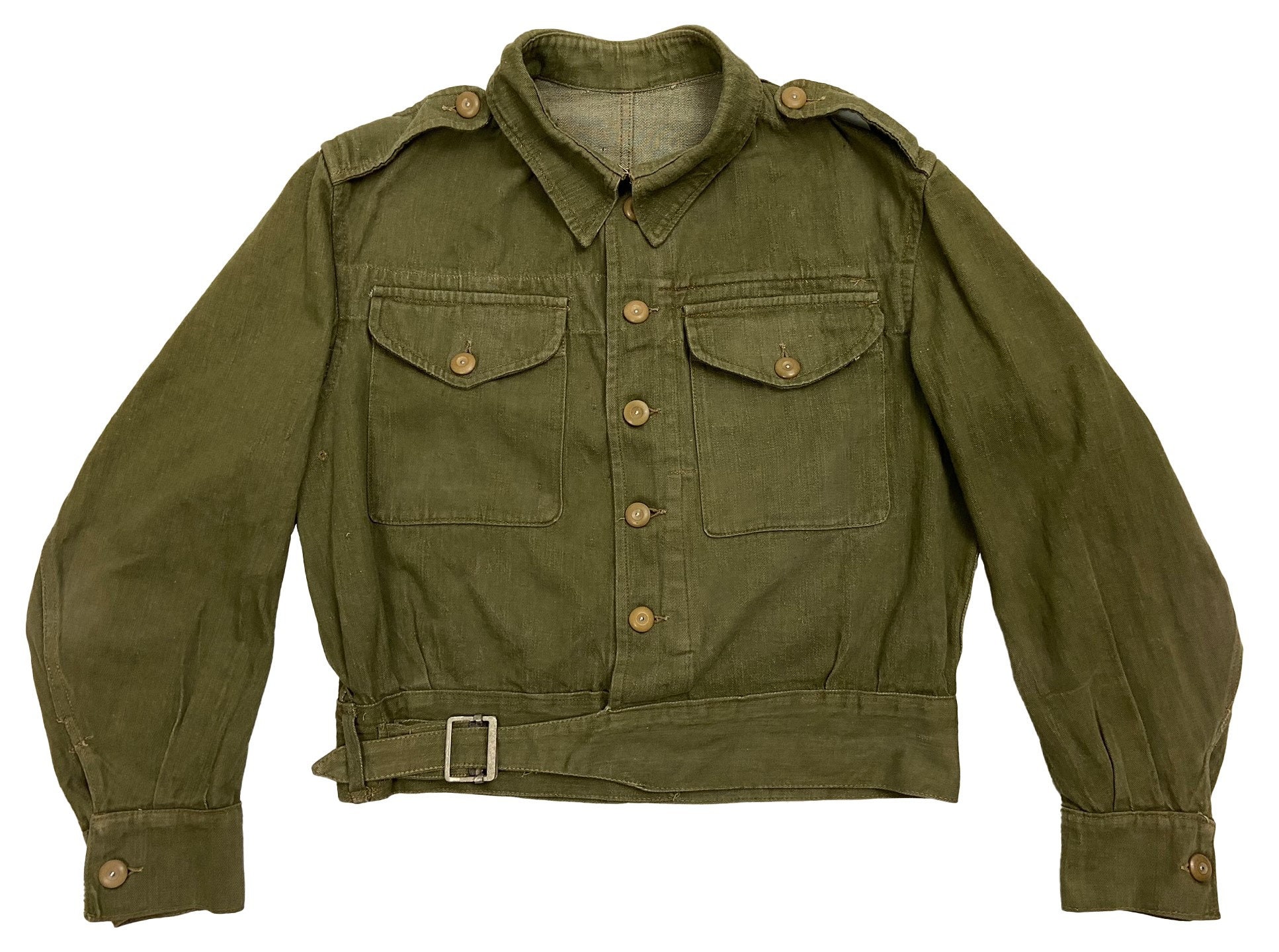Image of Original 1945 Dated British Army Denim Battledress Blouse - Size 8
