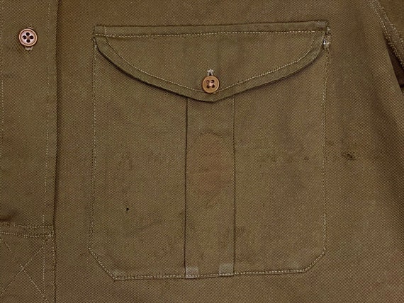 Original 1940s Men's Cotton Drill Shirt with Butt… - image 6