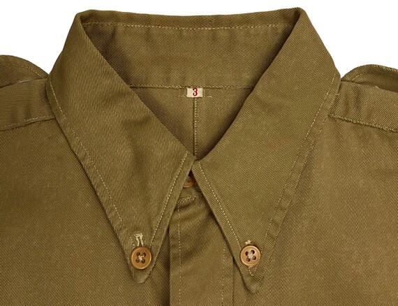 Original 1940s Men's Cotton Drill Shirt with Butt… - image 4