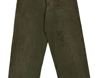 Original 1960s British Overall Green Trousers - Size 29x29