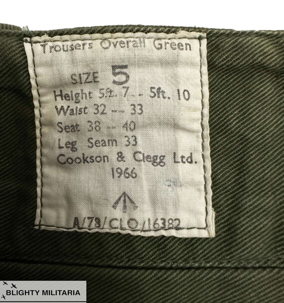 Original 1966 Dated Overall Green Trousers - Size… - image 6