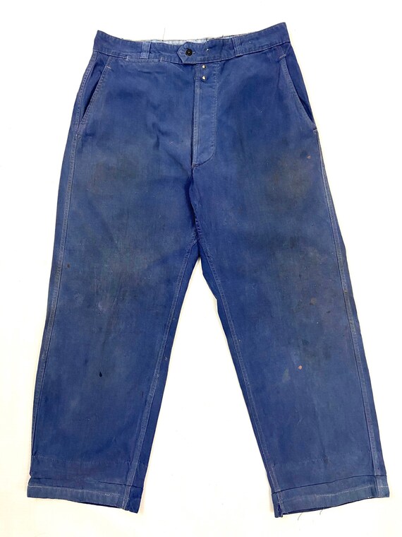 Original 1950s Blue French Workwear Trousers by 'E
