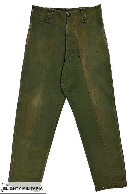 Original 1966 Dated Overall Green Trousers - Size… - image 1