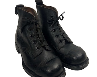 Original 1940s CC41 Boys Leather Ankle Boots by 'Dryfoot'