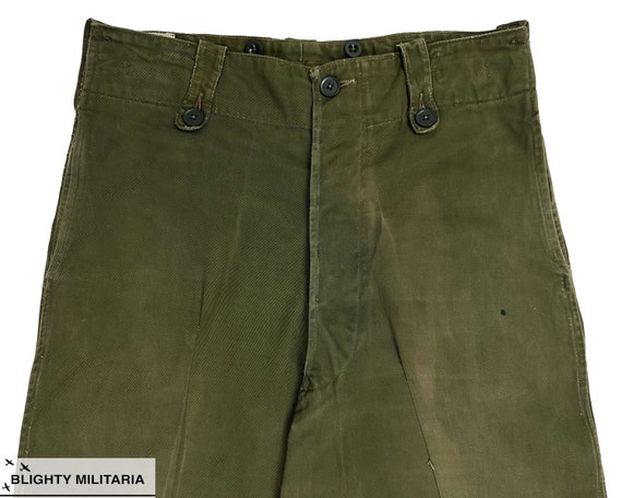 Original 1966 Dated Overall Green Trousers - Size… - image 2