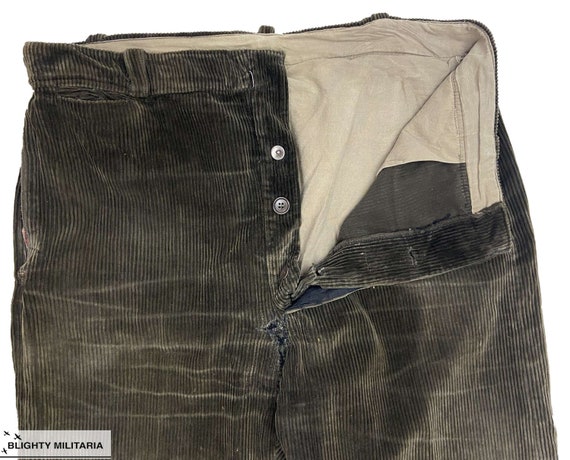 Original 1940s Brown French Corduroy Workwear Tro… - image 6