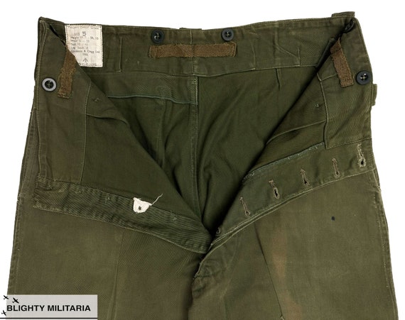 Original 1966 Dated Overall Green Trousers - Size… - image 5