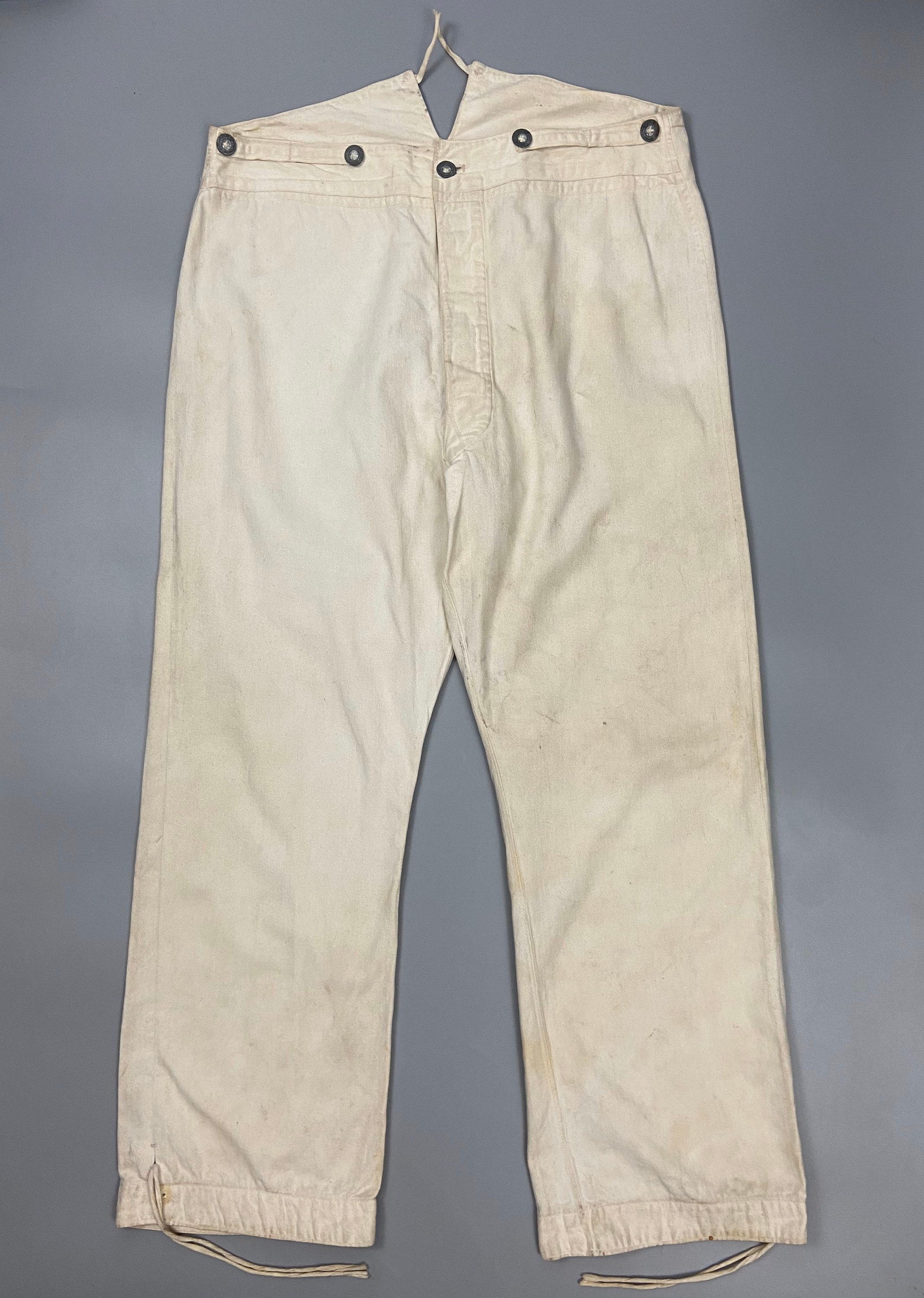 Image of Rare Original Ww1 German White Cotton Twill Fatigue Trousers