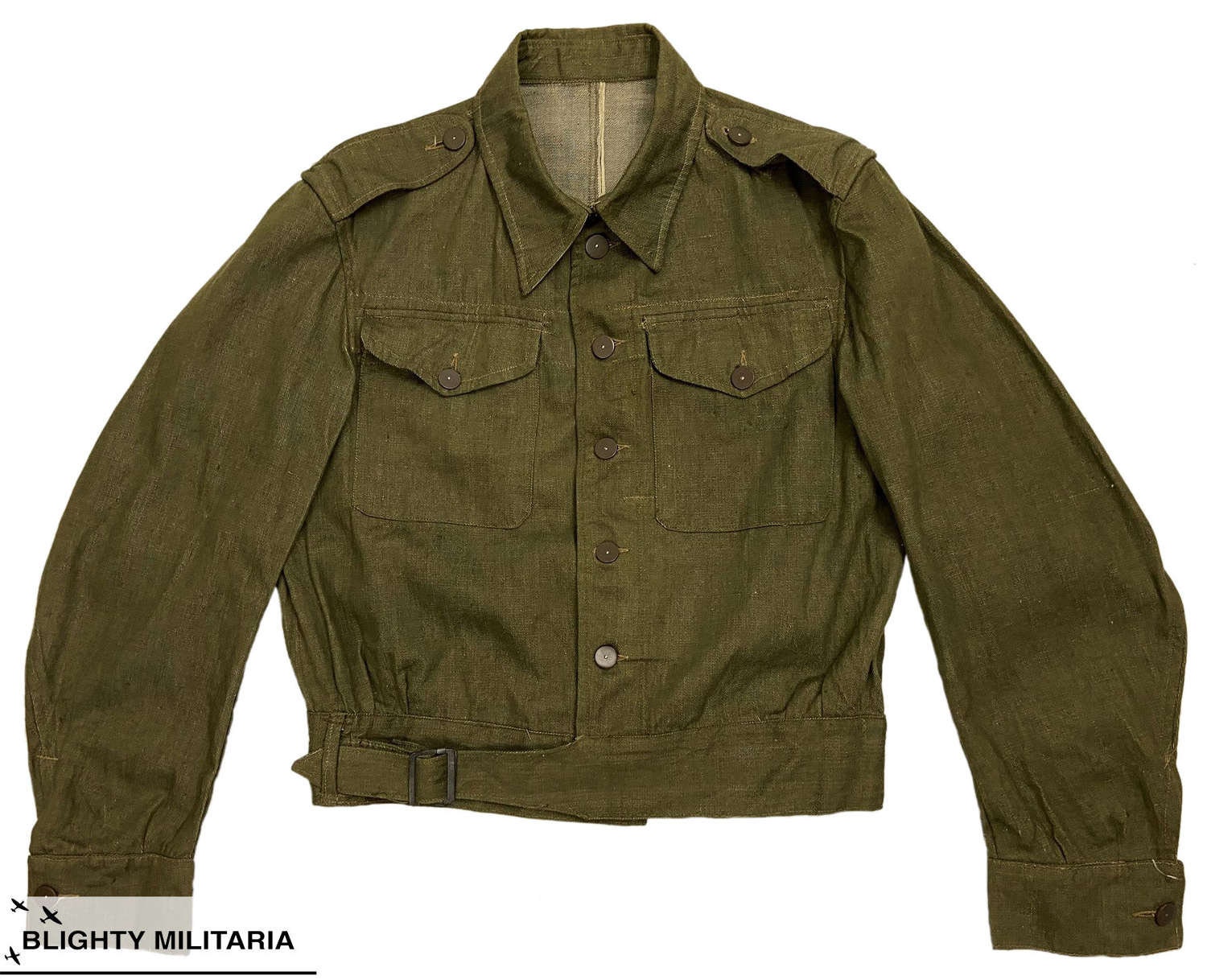 Stunning Original 1943 Dated British Denim Battledress Jacket Size