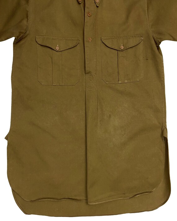 Original 1940s Men's Cotton Drill Shirt with Butt… - image 3