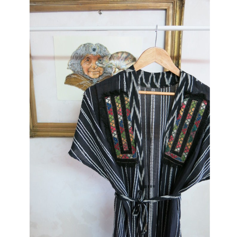 Unique Design Ikat fabric Boho Gypsy Bohemian Chic, Wearable Art Embroidery Kimono African Print Bohemian Clothing
