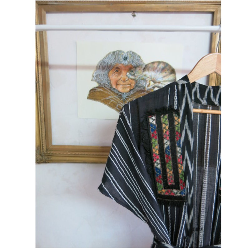 Unique Design Ikat fabric Boho Gypsy Bohemian Chic, Wearable Art Embroidery Kimono African Print Bohemian Clothing