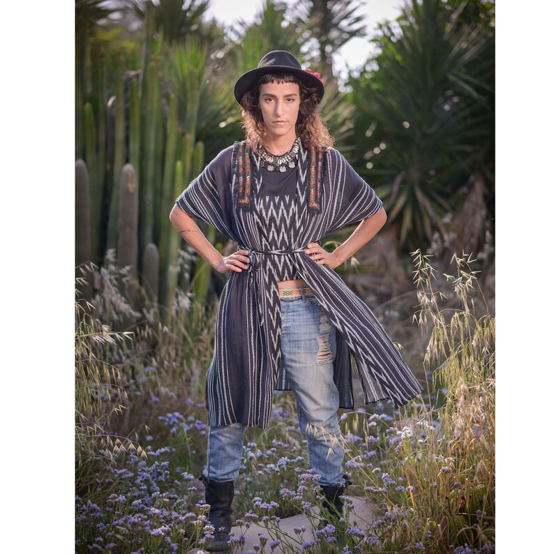 Unique Design Ikat fabric Boho Gypsy Bohemian Chic, Wearable Art Embroidery Kimono African Print Bohemian Clothing