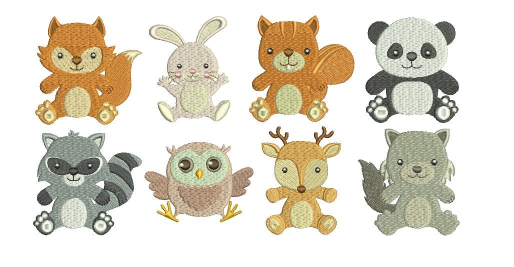 Woodland baby animals embroidery set fill design machine deer  etsy Woodland baby animals embroidery set fill design machine deer  etsy