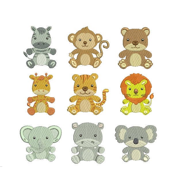 Jungle safari baby animals jessecmault set fill design giraffe  etsy