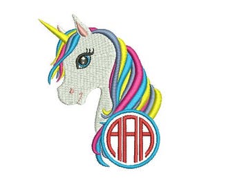 Unicorn Head Monogram Frame Design Embroidery Fill Design Machine Embroidery Instant Download Digital File EN2019FMN