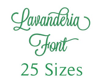 25 Sizes Lavanderia Script Embroidery Font Design Embroidery Fill Machine Instant Download Digital File END025