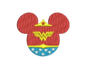 Disney Mickey Minnie Mouse Head Wonder Woman SuperHero EMBROIDERY Design Super Hero Fill Design Machine Instant Download EN2039F5