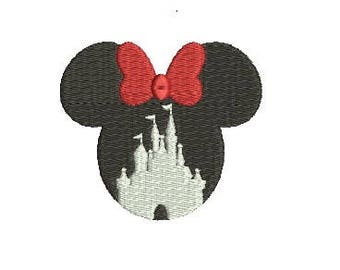 Walt Disney World Castle Minnie Mouse Ears Small Mini Design Embroidery Embroidery Fill Machine Instant Download Digital File EN2166F2