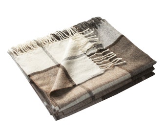 100% Baby Alpaca Woven Throw Blanket ~ Ivory / Beige