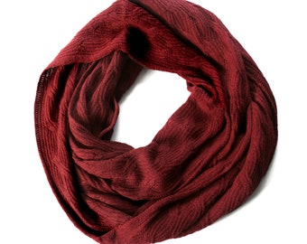 Bufanda de punto de alpaca bebé 100 % Infinity: chal de fibra natural para mujer ~ Borgoña