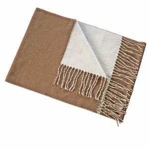 100% Baby Alpaca Scarf - Camel/Off-White