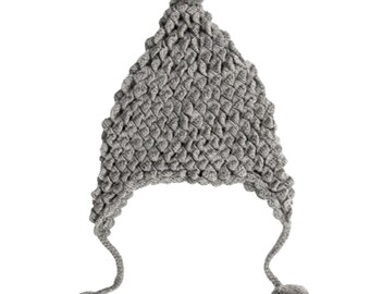 100% Baby Alpaca Chullo Hat in Silver Gray - One Size