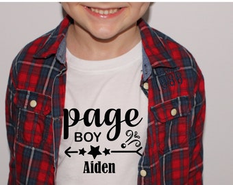 Personnalisé Page Boy pageboy fête de mariage enfants t-shirt blanc conception de flèche d'étoile