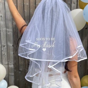 Personalised Soon to be Mrs (Your Name) hen party veil - bride, bridal - heart print