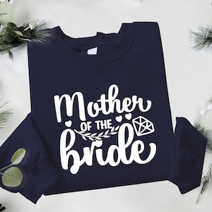 Mother of the Bride print slogan wedding bridal sweater sweatshirt jumper with diamond and hearts print