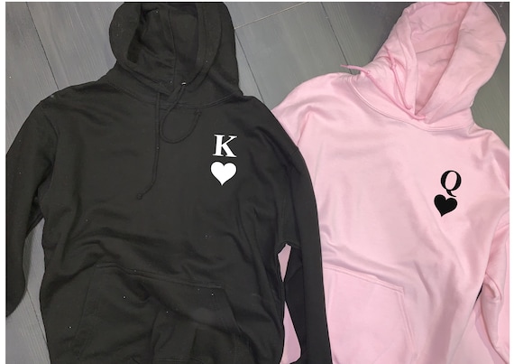 Queen and King, Heart Print Hoody Hoodie Set of Valentine - Main Image