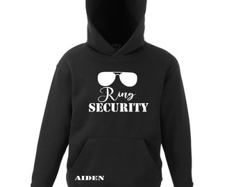SALE - Personalised Ring Security, page boy- your role and name kids hooded sweatshirt hoodie hoody wedding getting ready outfit thank you