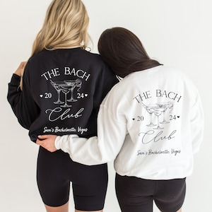 Personalised Bach Club, your name, year place hen party bachelorette wedding bridal sweater sweatshirt jumper cocktail back print 4 COLOURS