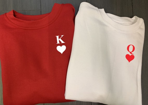Reina y Rey, suéter con estampado de corazón, juego de sudadera de
